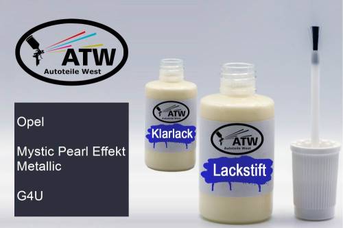 Opel, Mystic Pearl Effekt Metallic, G4U: 20ml Lackstift + 20ml Klarlack - Set, von ATW Autoteile West.